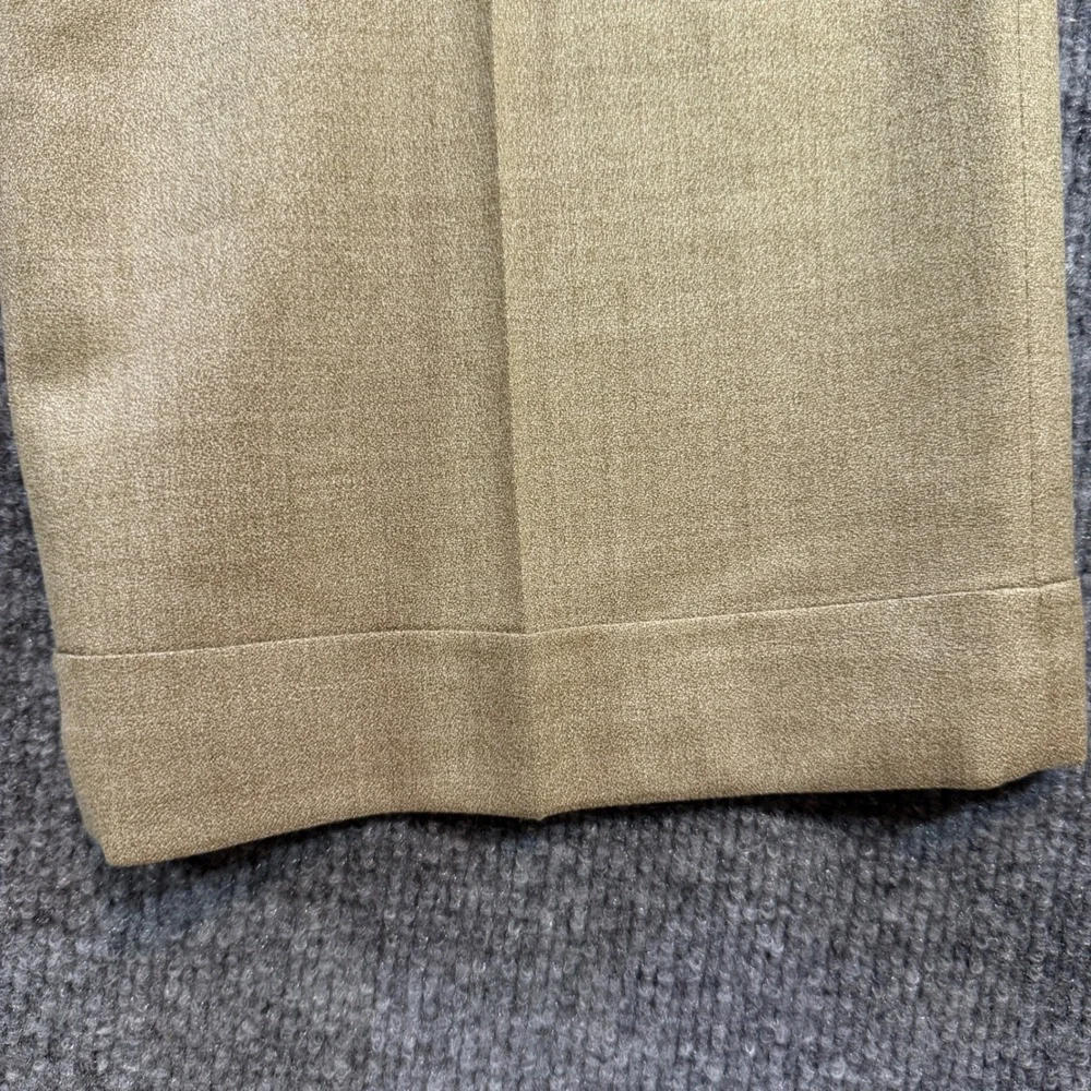 Linea Naturale Mens 35 Tan 100% Wool Pleated Cuffed Dress Pants Made in Italy